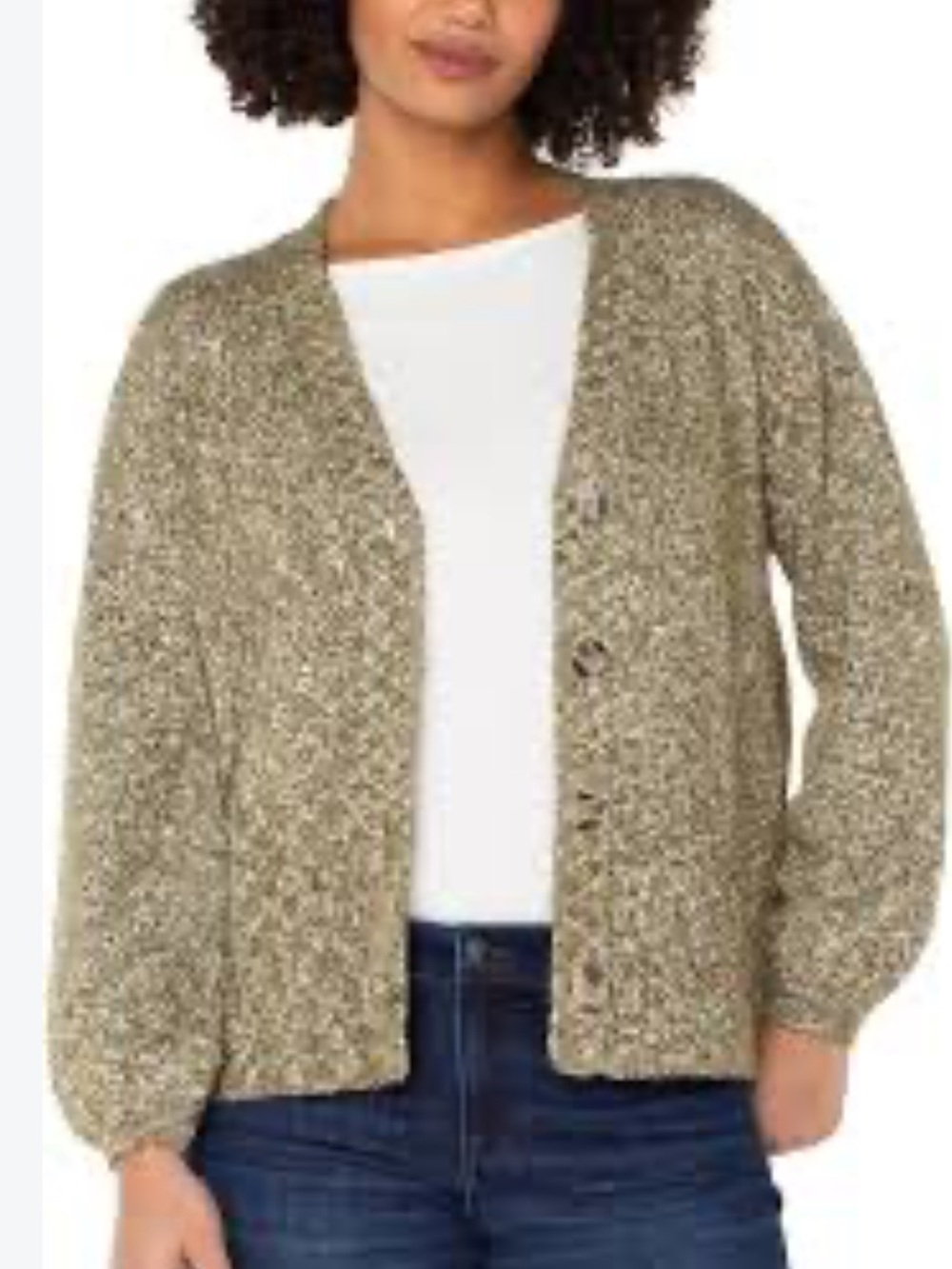 Liverpool Los Angeles marled knit cardigan in Olive Melange